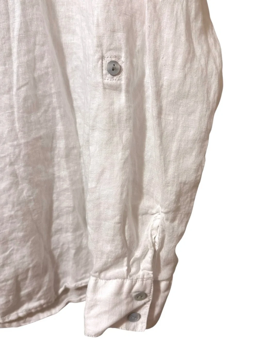 TAHARI 100% linen white long sleeve button front shirt size XL - Picture 2 of 5